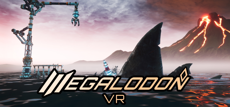 The Synthesis VR logo and promoted image for Megalodon VR.