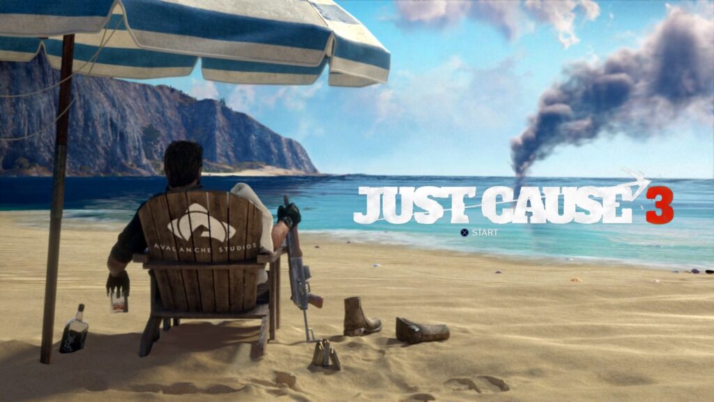 Just Cause 3 start screen.